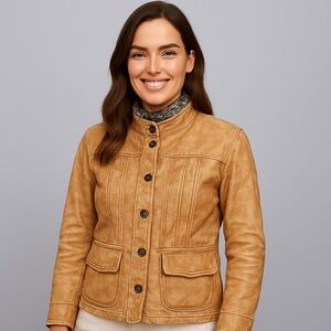 Coldwater Creek Genuine Leather Jacket Size 4P